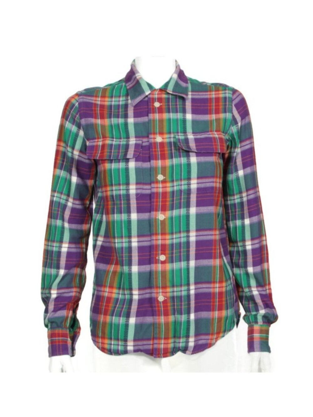 RALPH LAUREN Plaid Purple Green Red Western Button Shirt Top size 4 /490